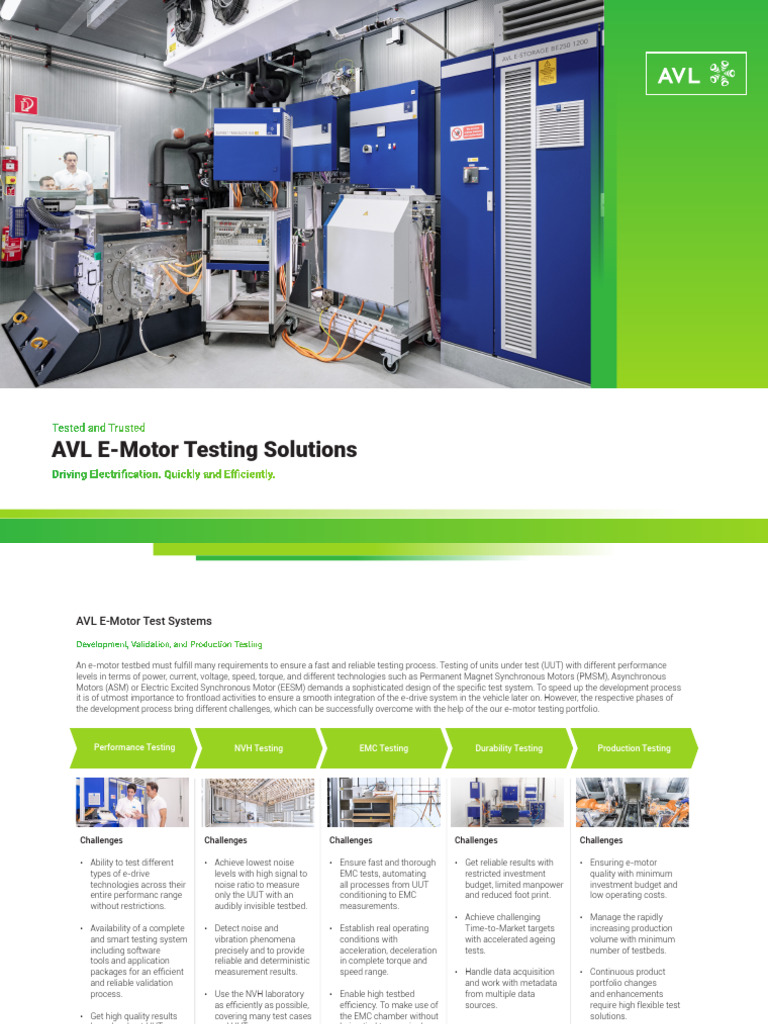 AVL E-Motor Testing Solutions Overview | PDF | Electromagnetic ...