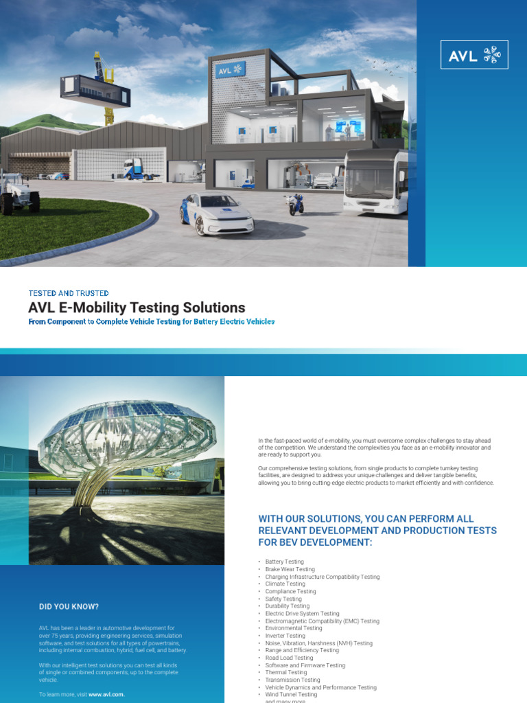Comprehensive E-Mobility Testing Solutions | PDF | Electric Vehicle ...