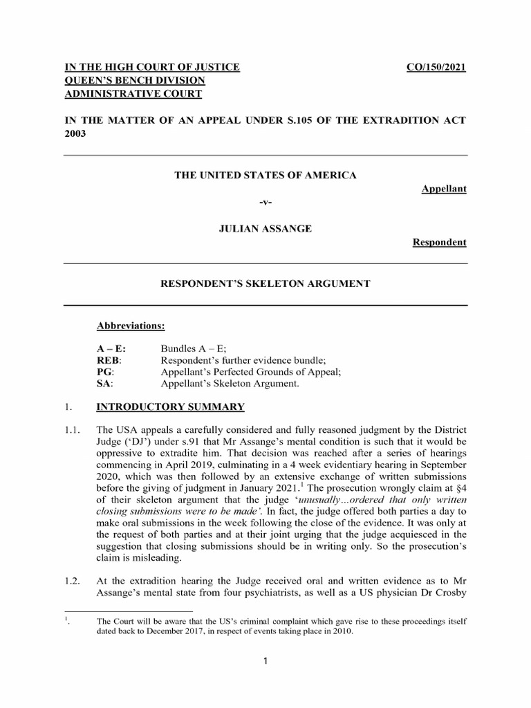 Assange-Defense-Appeal-Arguments-and-Extradition-Glossary | PDF