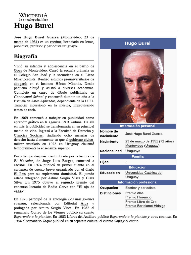 Hugo Burel: Escritor y periodista uruguayo | PDF