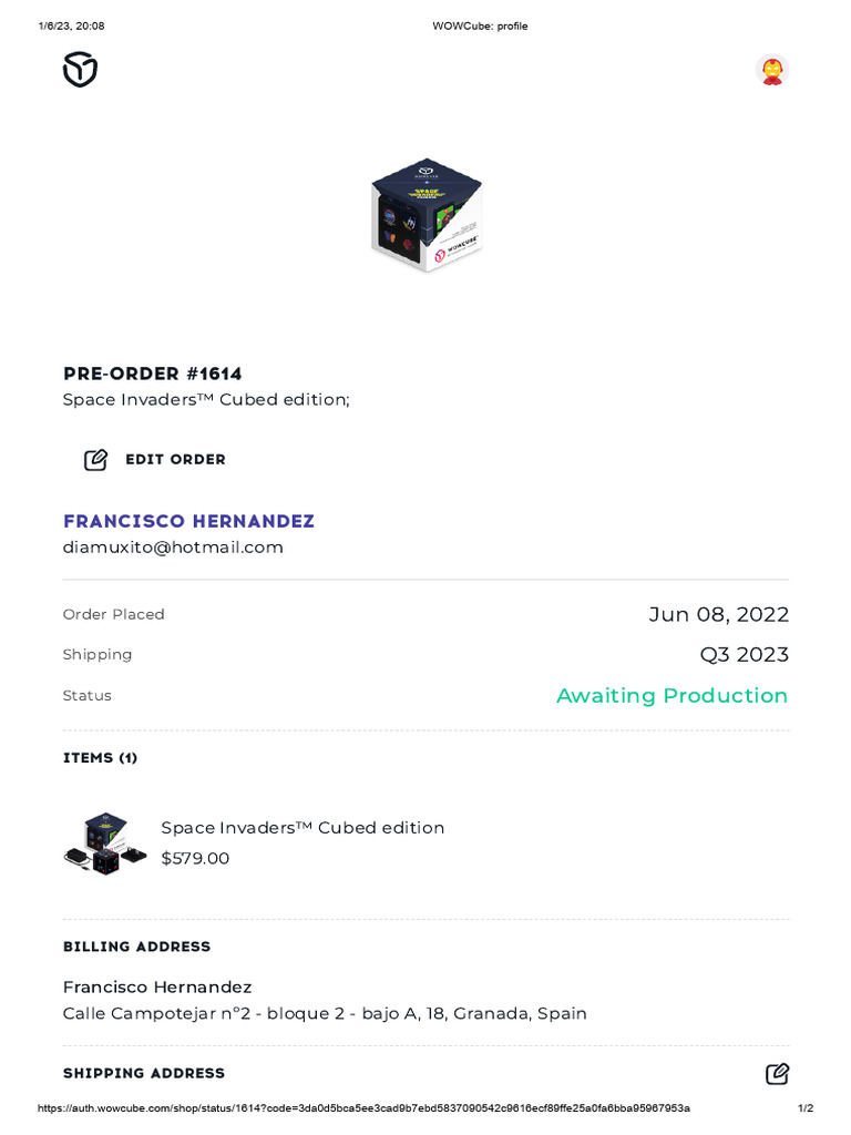 WOWCube Profile: Space Invaders Pre-Order | PDF
