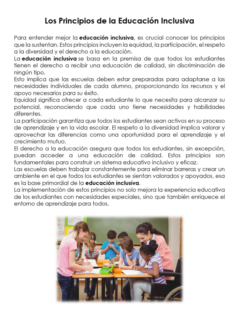 Principios de la Educación Inclusiva | PDF | Enseñando | Plan de estudios