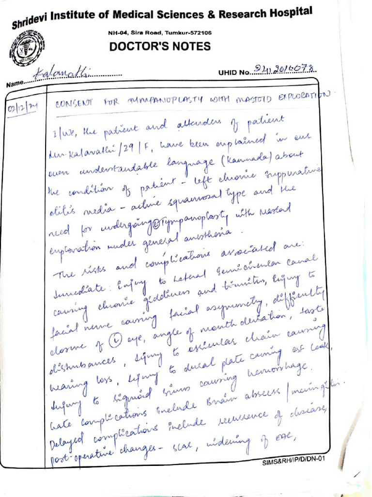 Doctor's Notes: Patient Overview and Risks | PDF