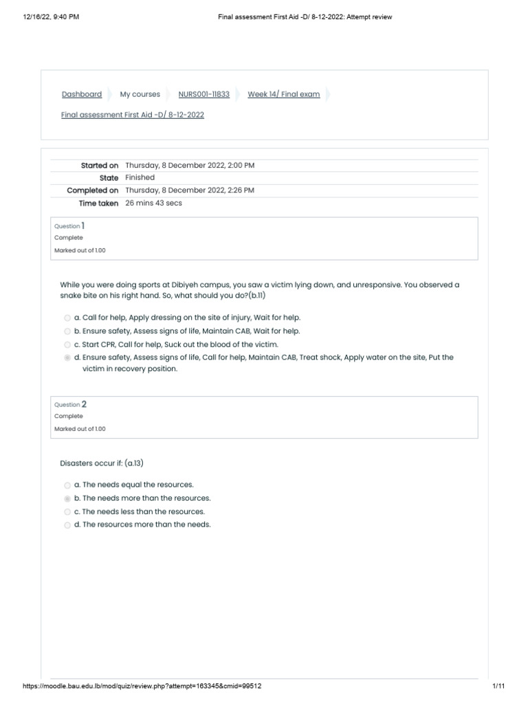 First Aid Final Assessment Review | PDF | Shock (Circulatory) | First Aid