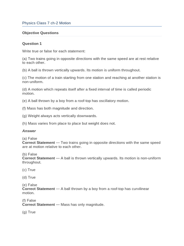 Physics Class 7 Ch-2 | PDF | Weight | Speed
