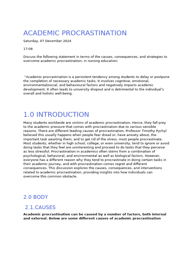 Strategies to Combat Academic Procrastination | PDF | Professional ...