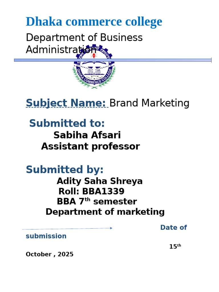 Brand Marketing Project - Dhaka Commerce College | PDF