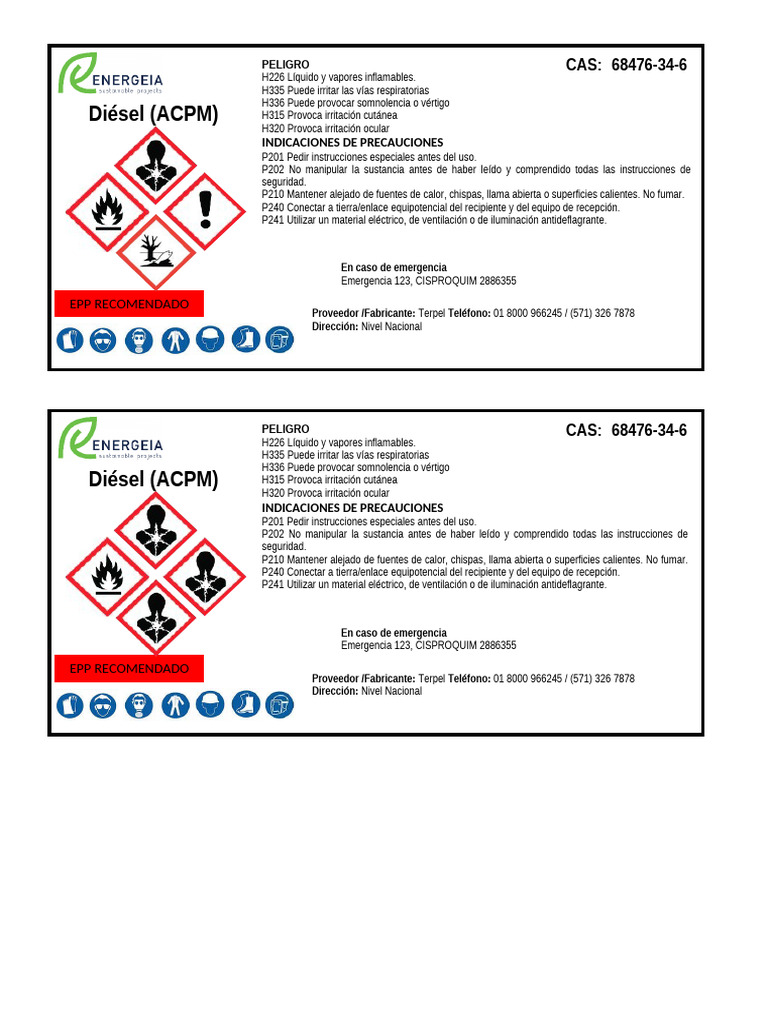 Seguridad en el manejo de Diésel ACPM | PDF
