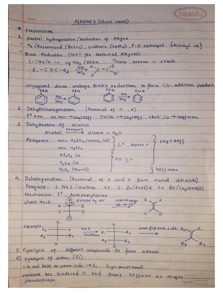 Alkenes Short Notes-5 | PDF