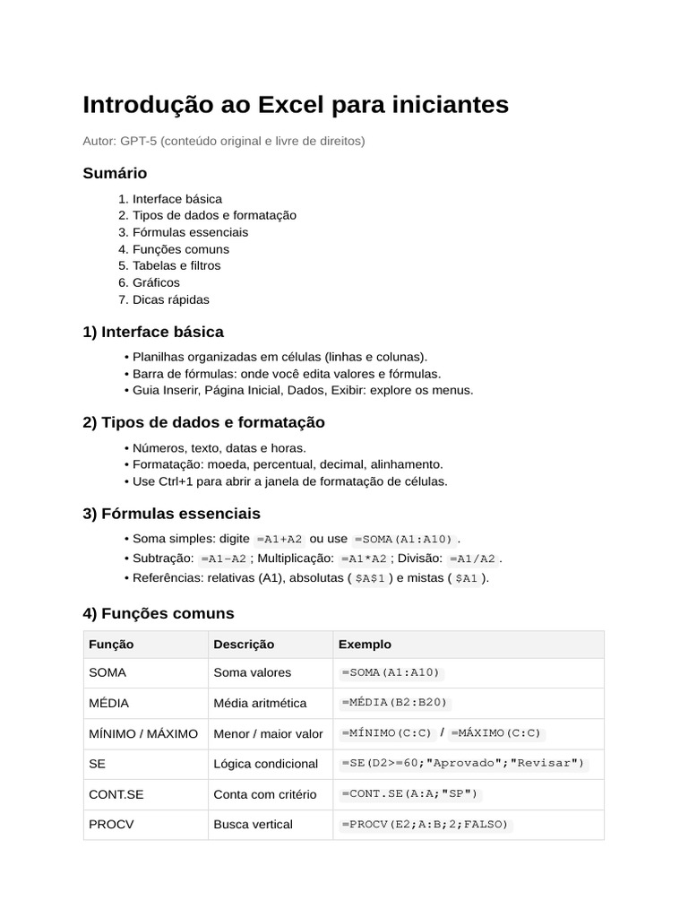 Guia Prático de Excel para Iniciantes | PDF