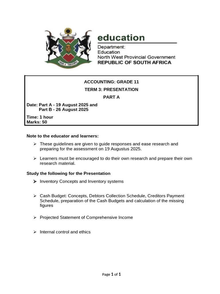 Grade 11 Accounting Term 3 Guide | PDF