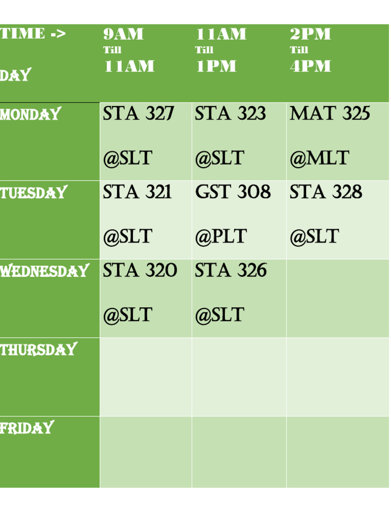 2nd Semester Timetable | PDF