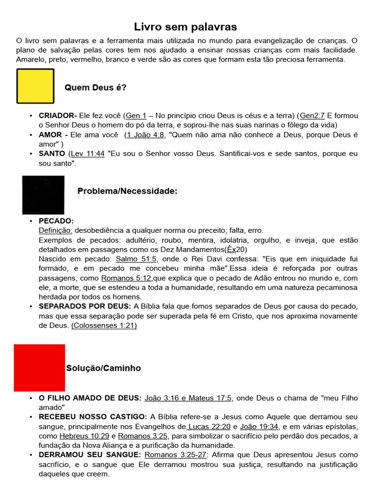 Livro Sem Palavras | PDF | Pecado | Oração