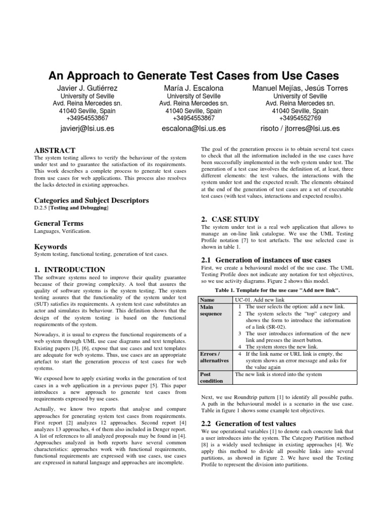 Generate Web Test Cases from Use Cases | PDF | Use Case | Systems Theory
