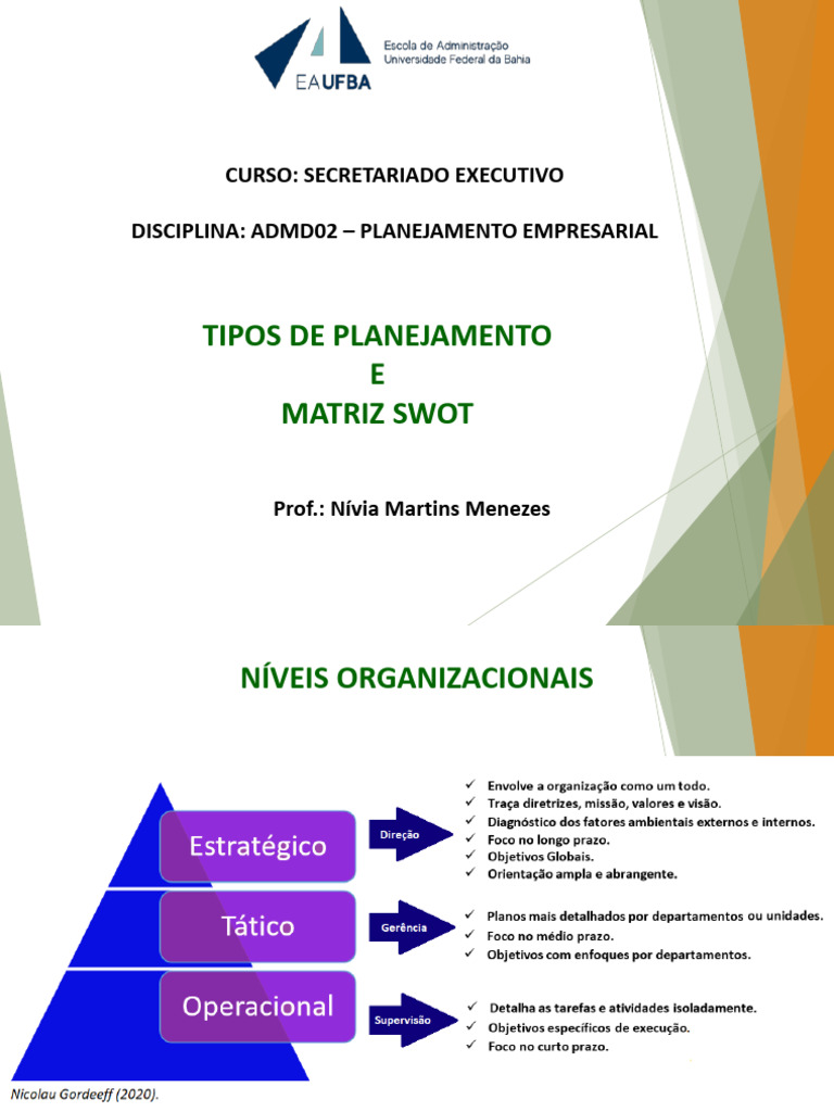 Tipos de Planejamento e Matriz SWOT | PDF | Análise SWOT | Planejamento