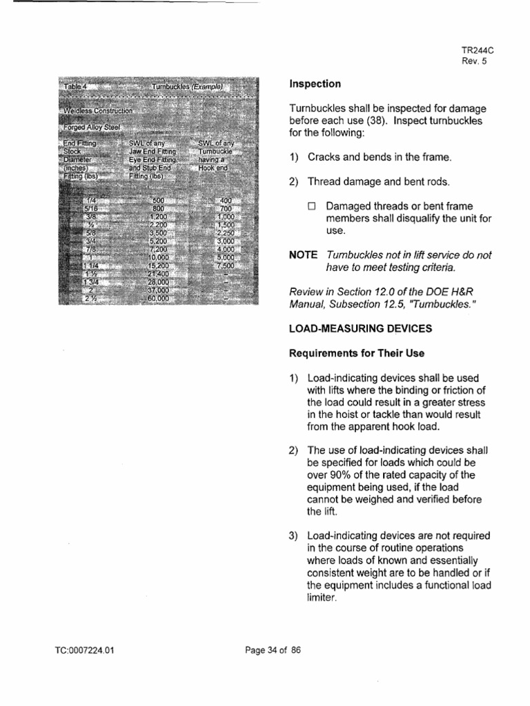 Turnbuckle and Load Device Inspection Guide | PDF | Crane (Machine) | Rope