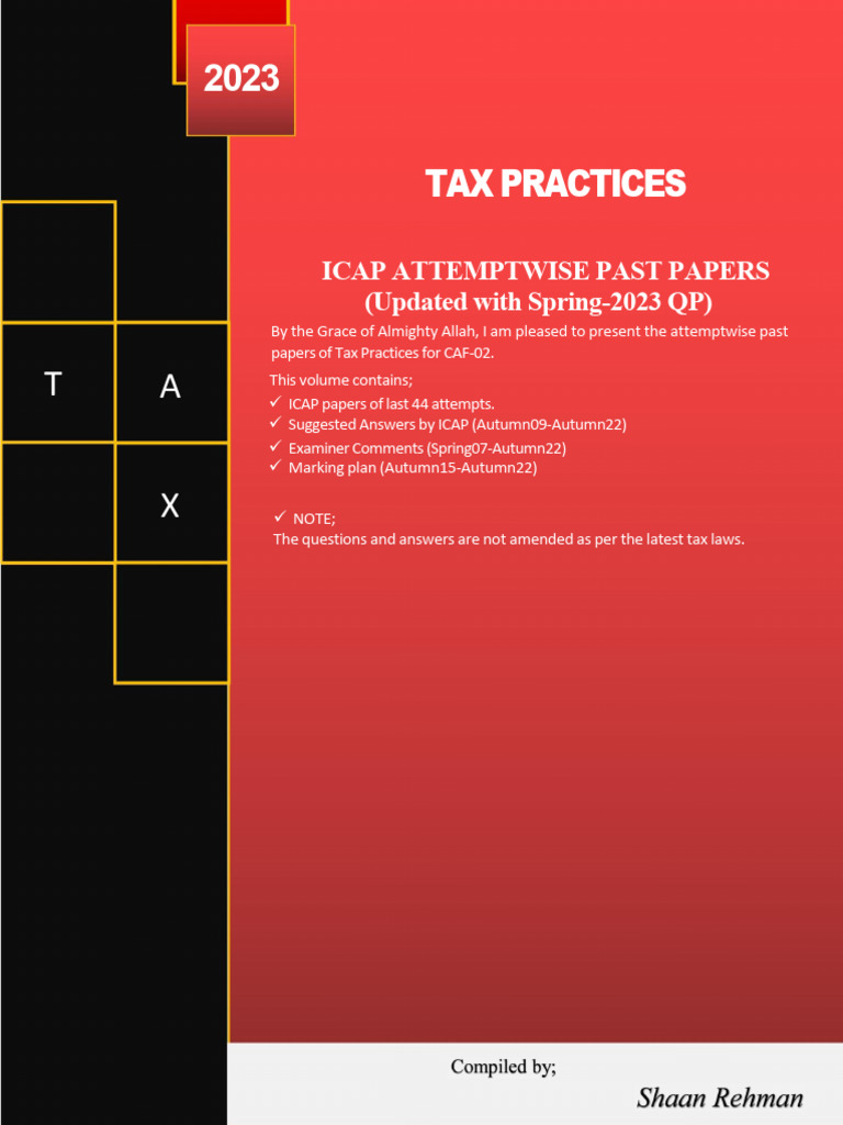 Tax Practices Past Papers 2023 Guide | PDF | Taxes | Expense