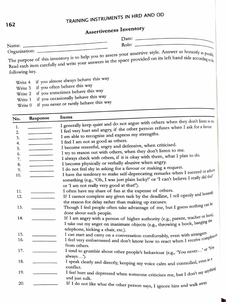 Assertiveness Inventory (AB) | PDF