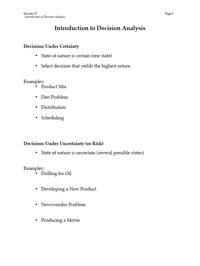 Decision Analysis Techniques Explained | PDF | Applied Mathematics ...
