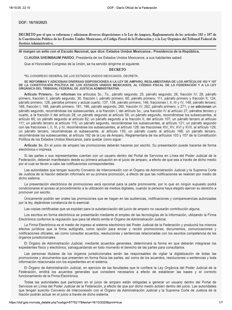 Reforma Ley de Amparo 2025 | PDF | Estatuto de limitaciones | Judicaturas