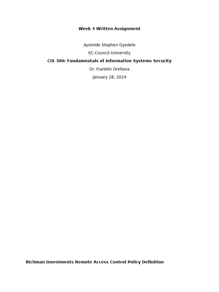 Richman Investments Remote Access Policy | PDF | Virtual Private ...