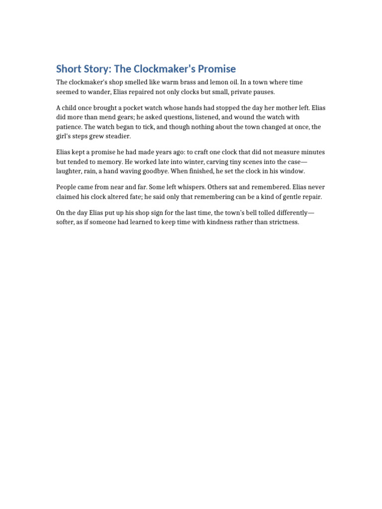 The Clockmaker's Gentle Repair of Time | PDF