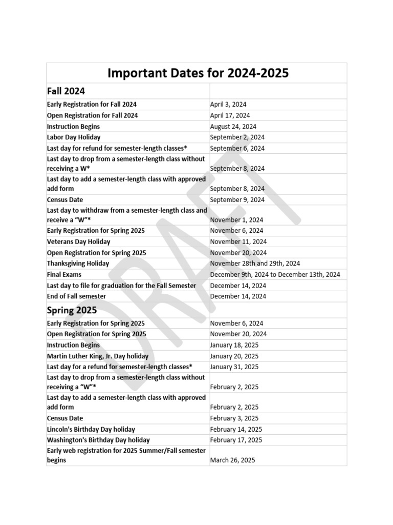 2024-2025 Academic Calendar Dates | PDF | Academic Term | Educational ...