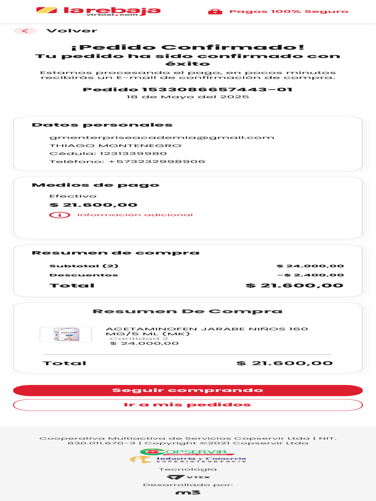 Confirmación de Pedido y Pago Seguro | PDF