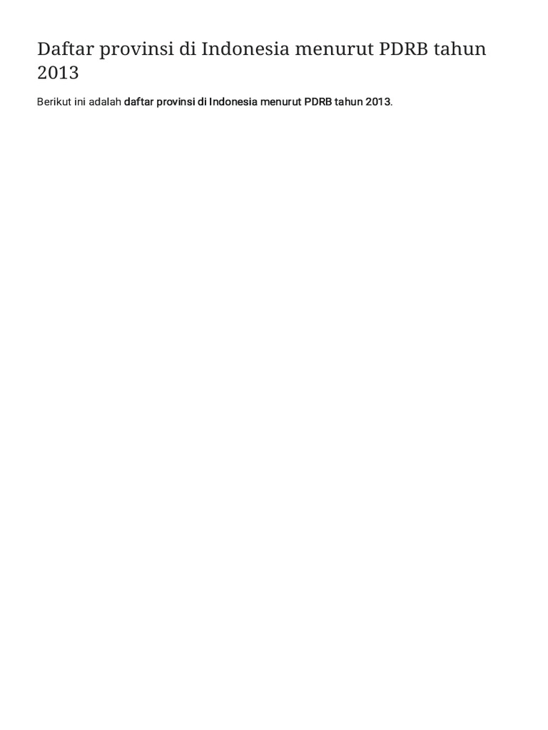 PDRB Provinsi Indonesia 2013 | PDF
