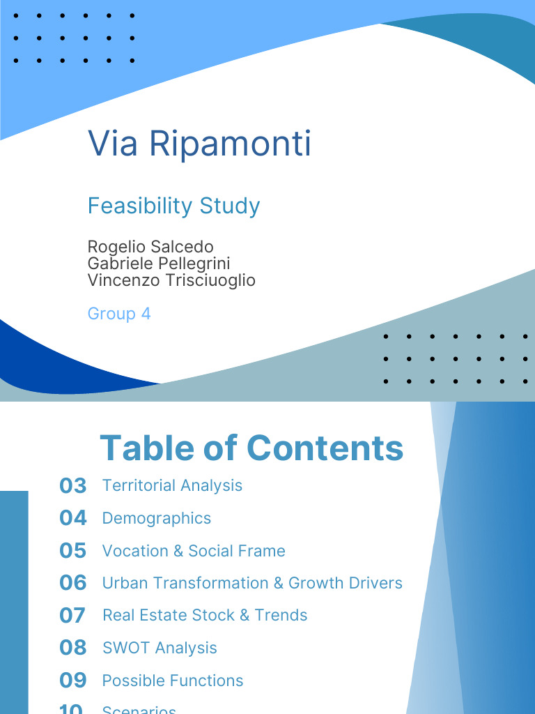 Via Ripamonti Feasibility Study Insights | PDF | Startup Company ...