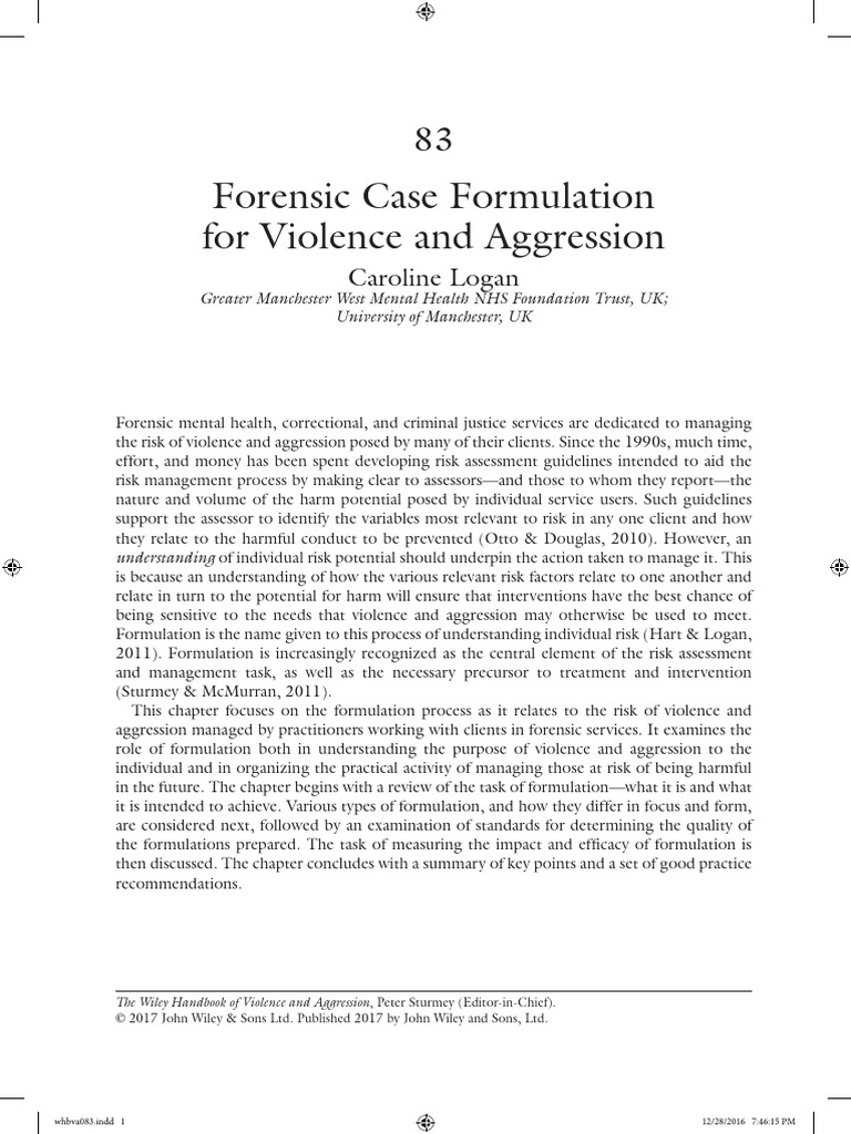 Forensic Risk Formulation for Violence | PDF | Violence | Mental Disorder