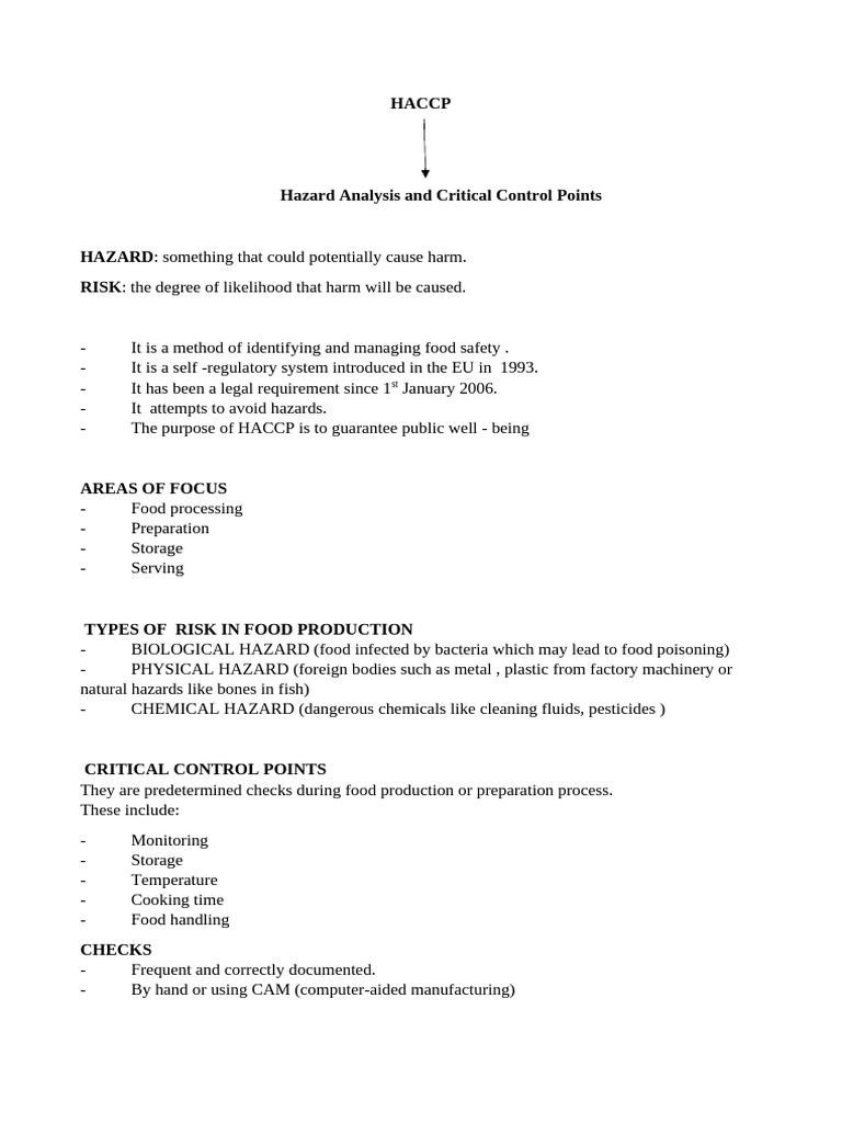 HACCP: Food Safety Management Guide | PDF