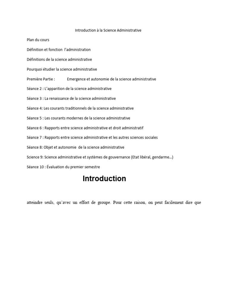 Importance des Sciences Administratives | PDF | Science | Bureaucratie