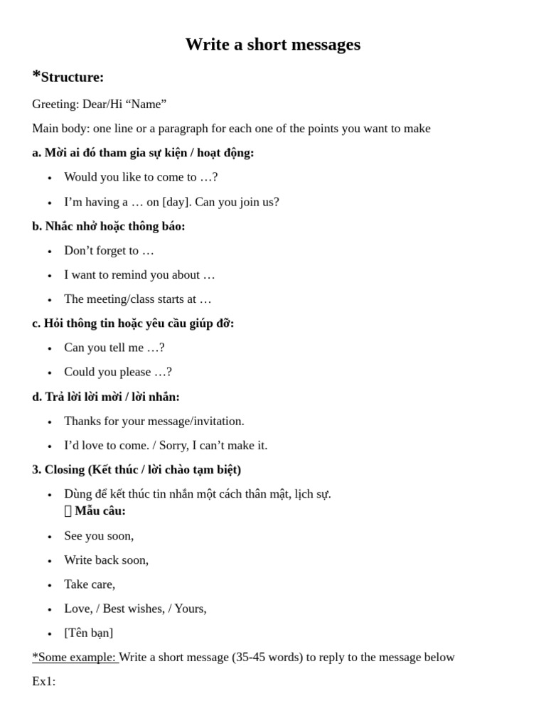 Write a Short Messages | PDF