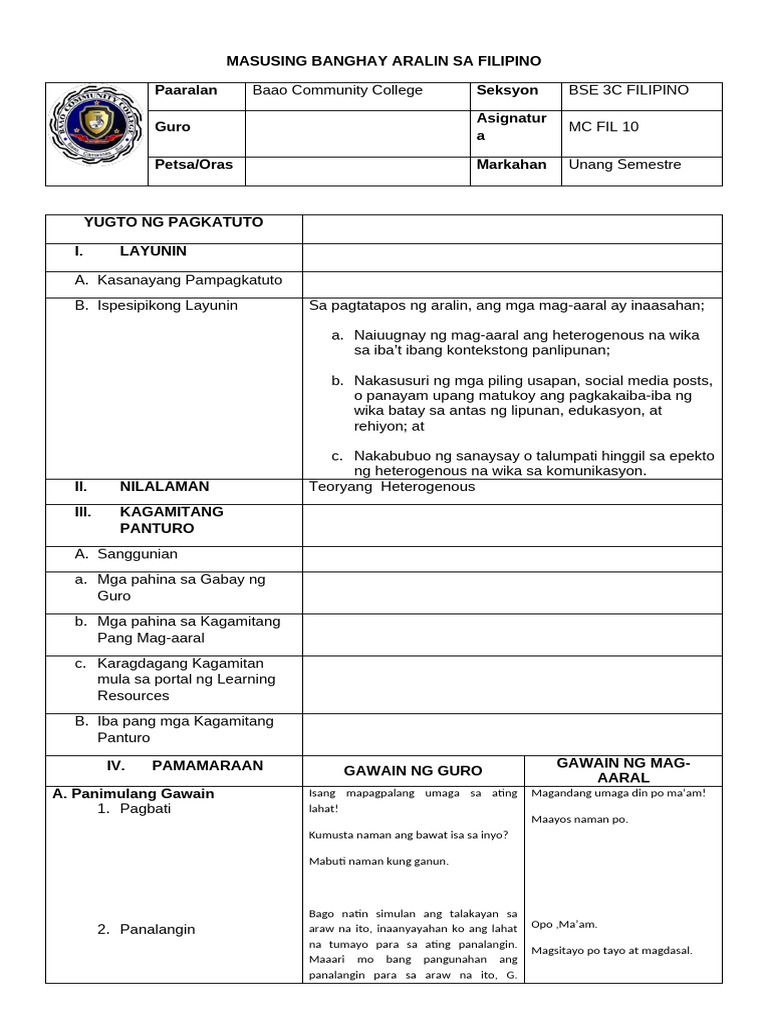 Detailed Lesson Plan | PDF