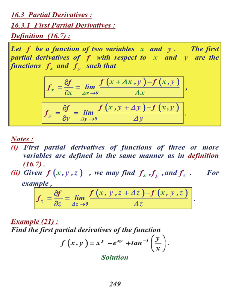 First and Second Partial Derivatives | PDF | Function (Mathematics ...