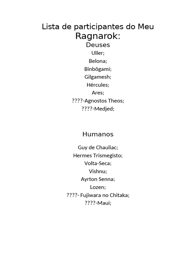 Lista Ragnarok | PDF