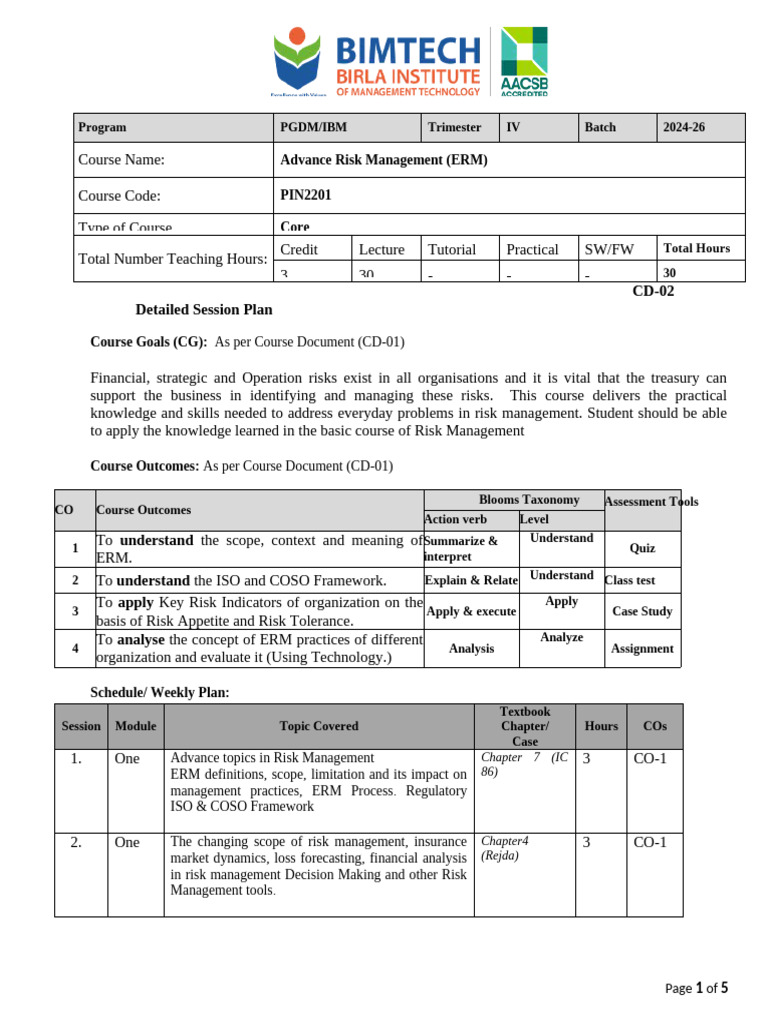 Advanced Risk Management CD-02 | PDF | Risk | Risk Management