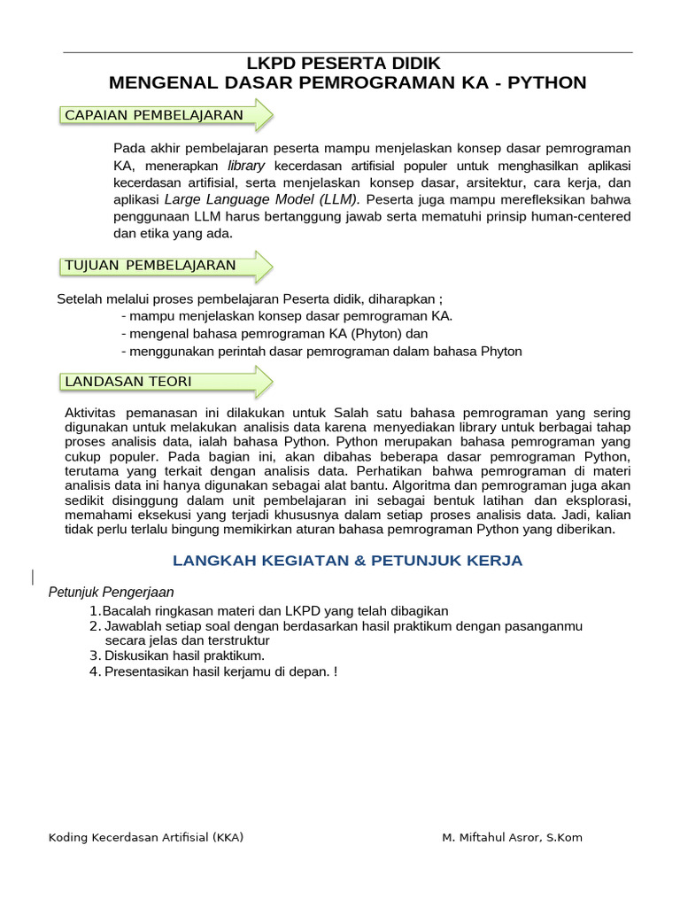 Dasar Pemrograman Python untuk AI | PDF
