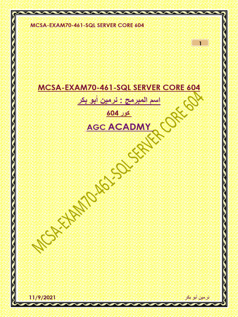 Mcsa Exam70 461 SQL Server Core 604 | PDF