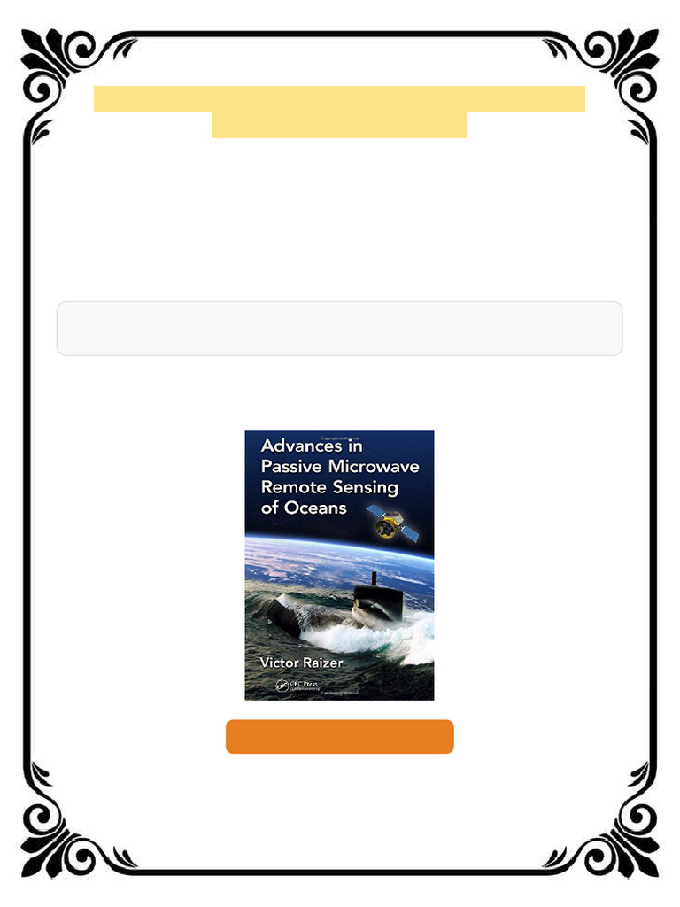 Advances in passive microwave remote sensing of oceans 1st Edition ...