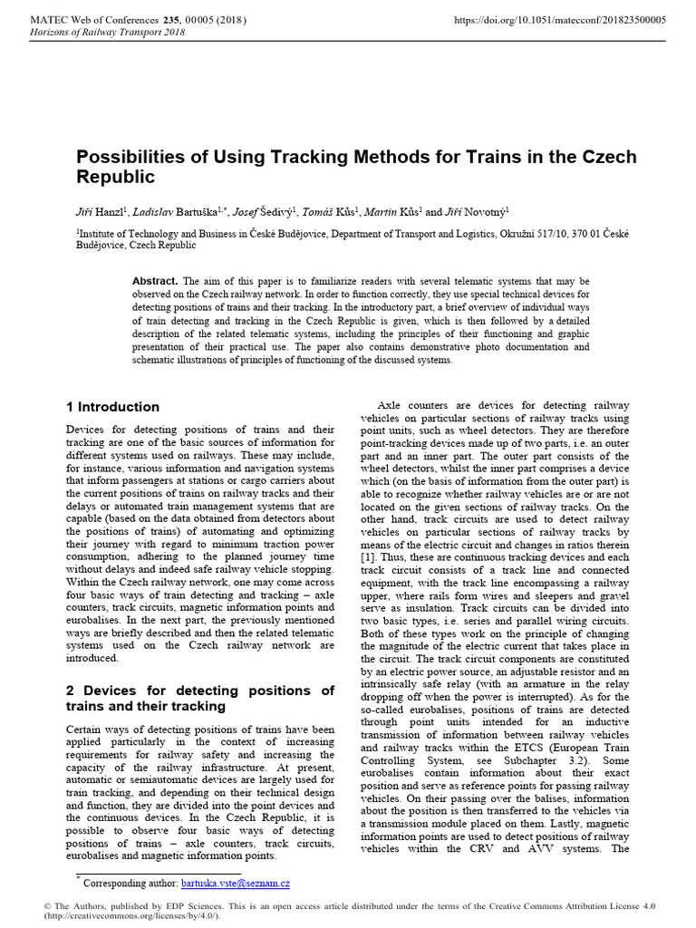 Possibilities of Using Tracking Methods For Trains | PDF | Rail Transport