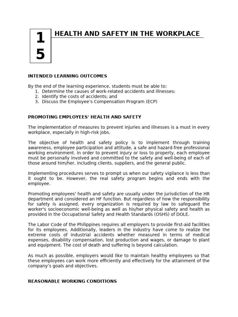 Workplace Health and Safety Guide | PDF | Occupational Safety And ...