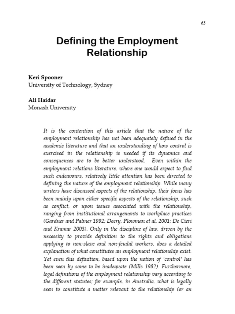 Understanding Employment Relationships | PDF | Employment | Power ...