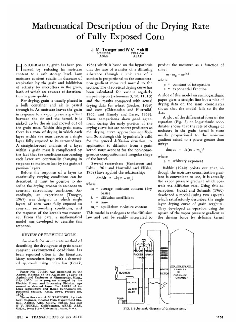 Mathematical Model for Corn Drying Rate | PDF | Diffusion | Humidity