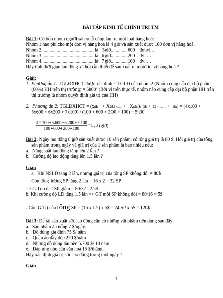 MỘT SỐ DẠNG BT KTCT TM | PDF