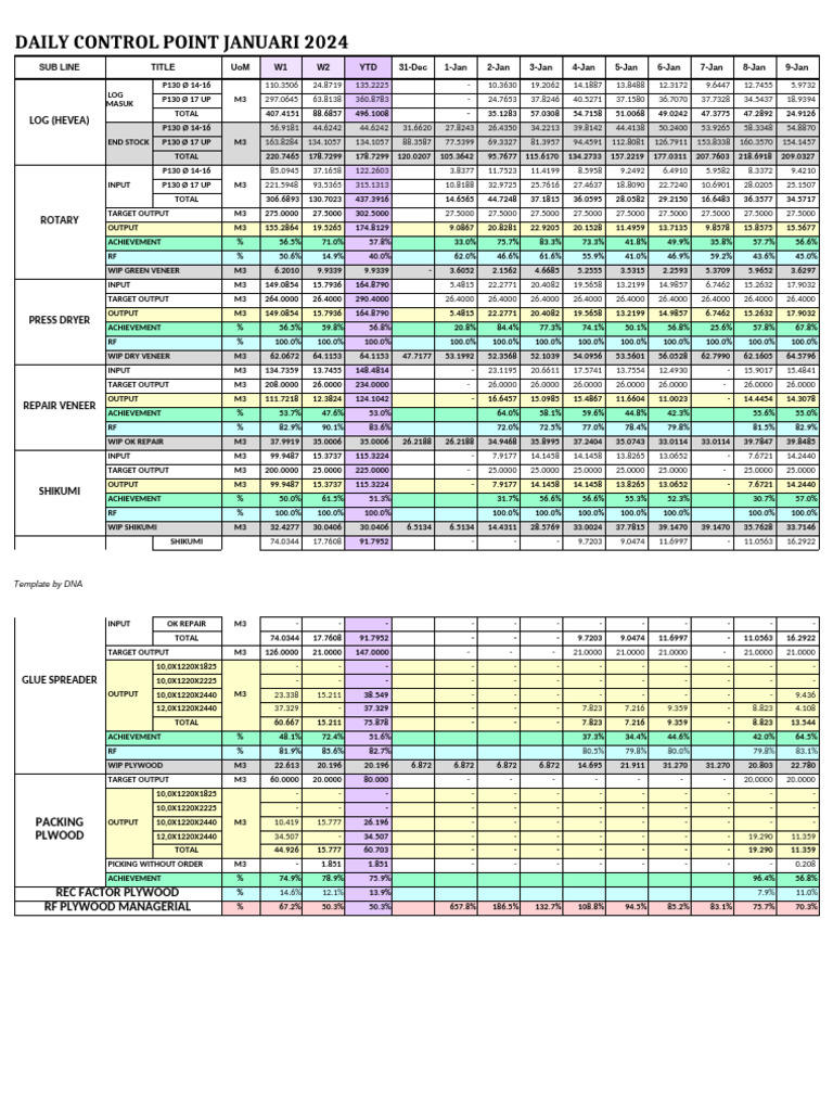 Daily Control Point Report January 2024 | PDF | Plywood | Building ...