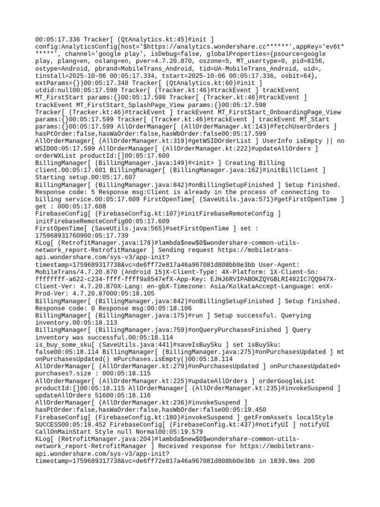 MobileTrans Android Analytics Log | PDF | Software | Computing