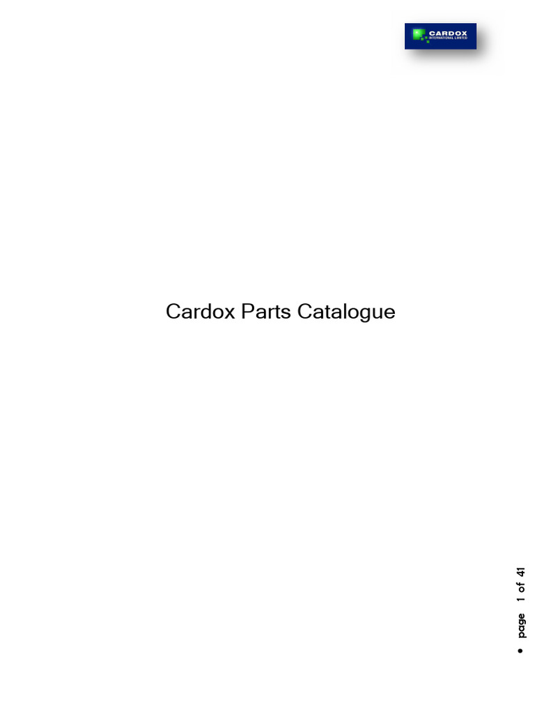 Cardox Parts Catalogue Overview | PDF | Electrical Connector | Screw