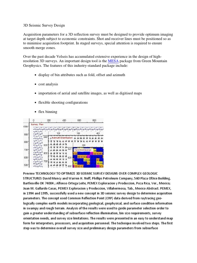 3d Seismic Survey Design Pdf Reflection Seismology Map